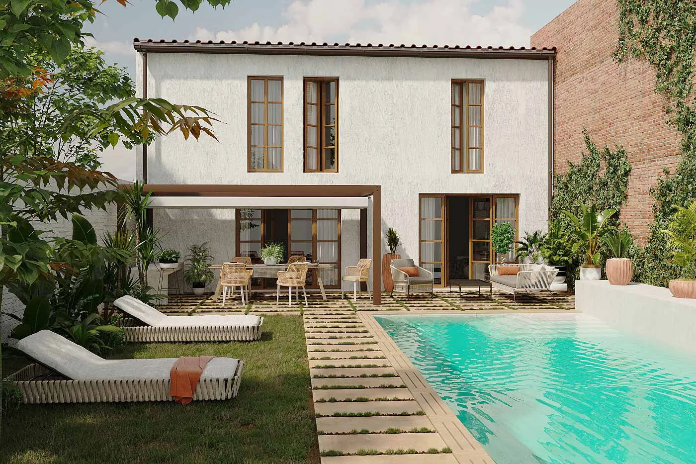 Aparici Cotto – Pool und Terrasse mit rustikaler Ton-Optik