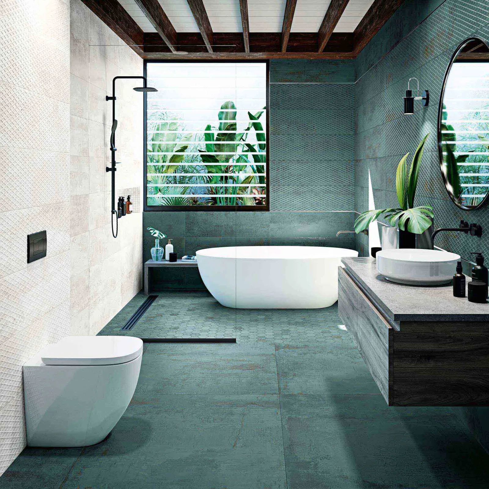 Aparici Metallic – Badezimmer mit blauer Metalloptik