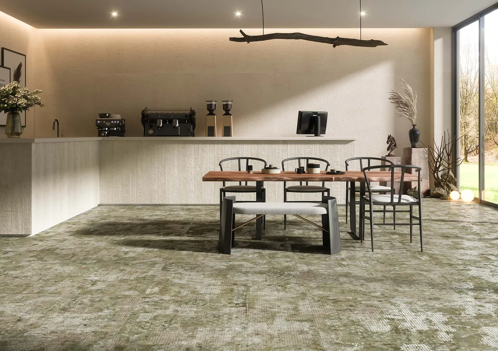 Aparici Rug – Café mit moderner Textiloptik am Boden