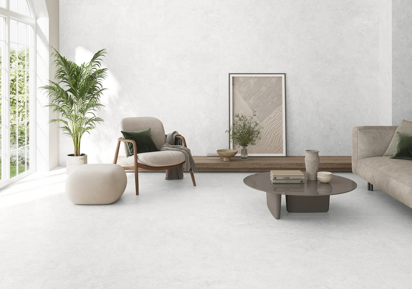 Ecoceramic Babilon Artic 120x120 – helle weiße Marmoroptik Feinsteinzeug Ambiente