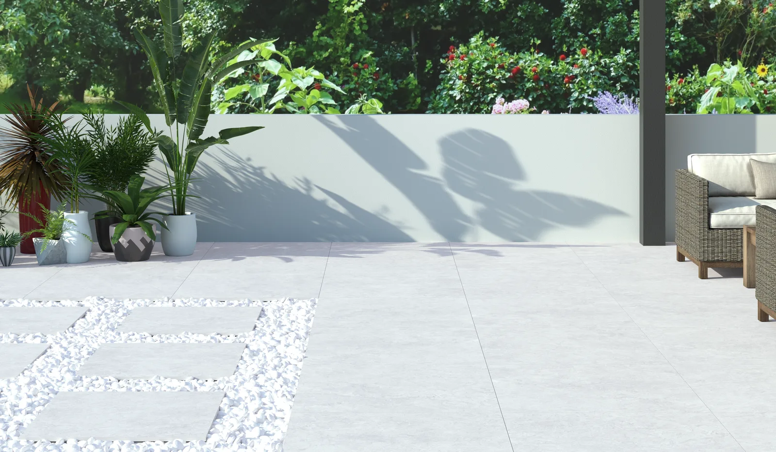 Ecoceramic Babilon Artic 90x90 – weiße Marmoroptik 2 cm Terrassenplatte