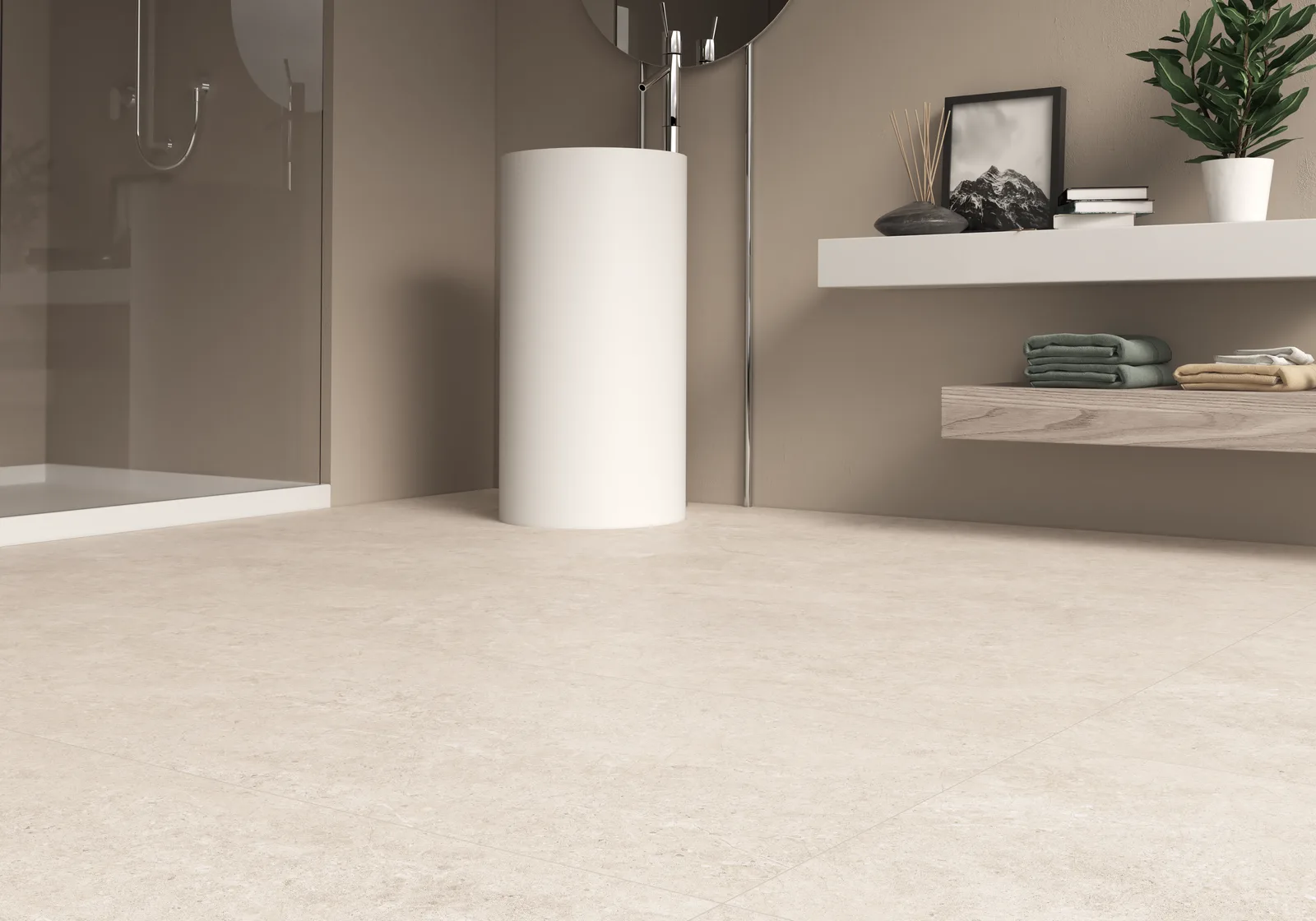 Ecoceramic Babilon Bone 60x120 – cremefarbene Marmoroptik Feinsteinzeug Ambiente