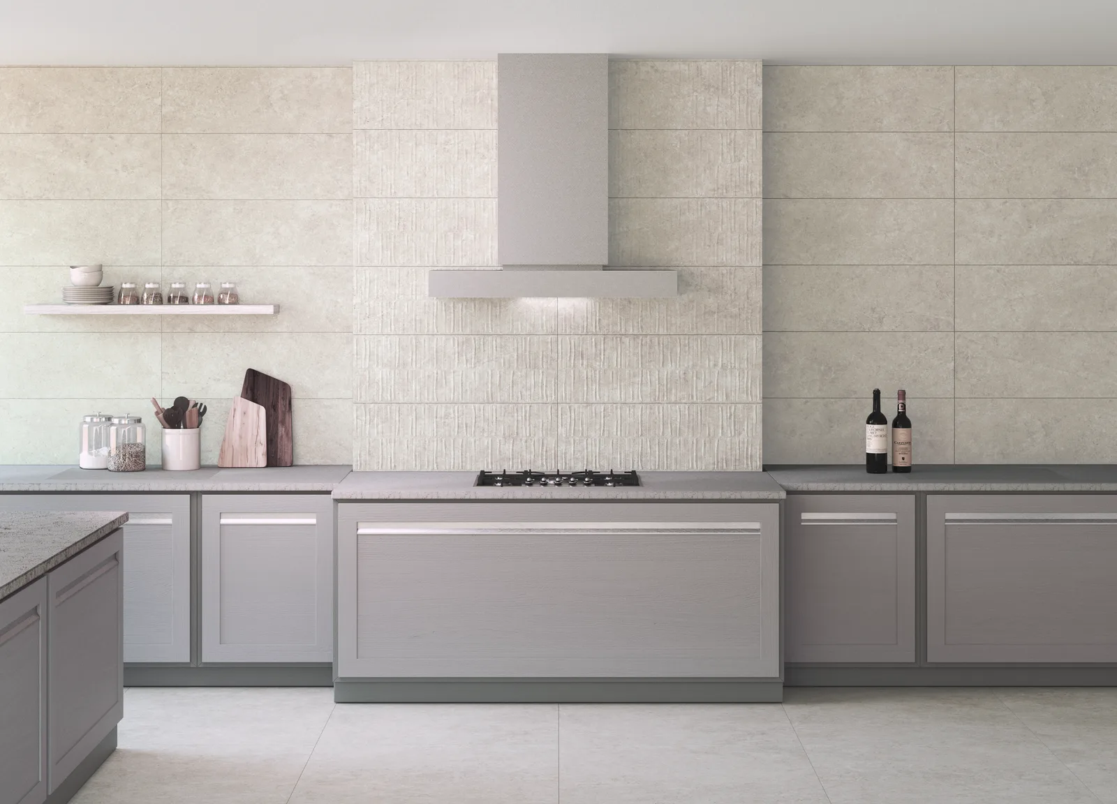 Ecoceramic Babilon Bone 30x90 – Wandfliese mit Relief im Badezimmer