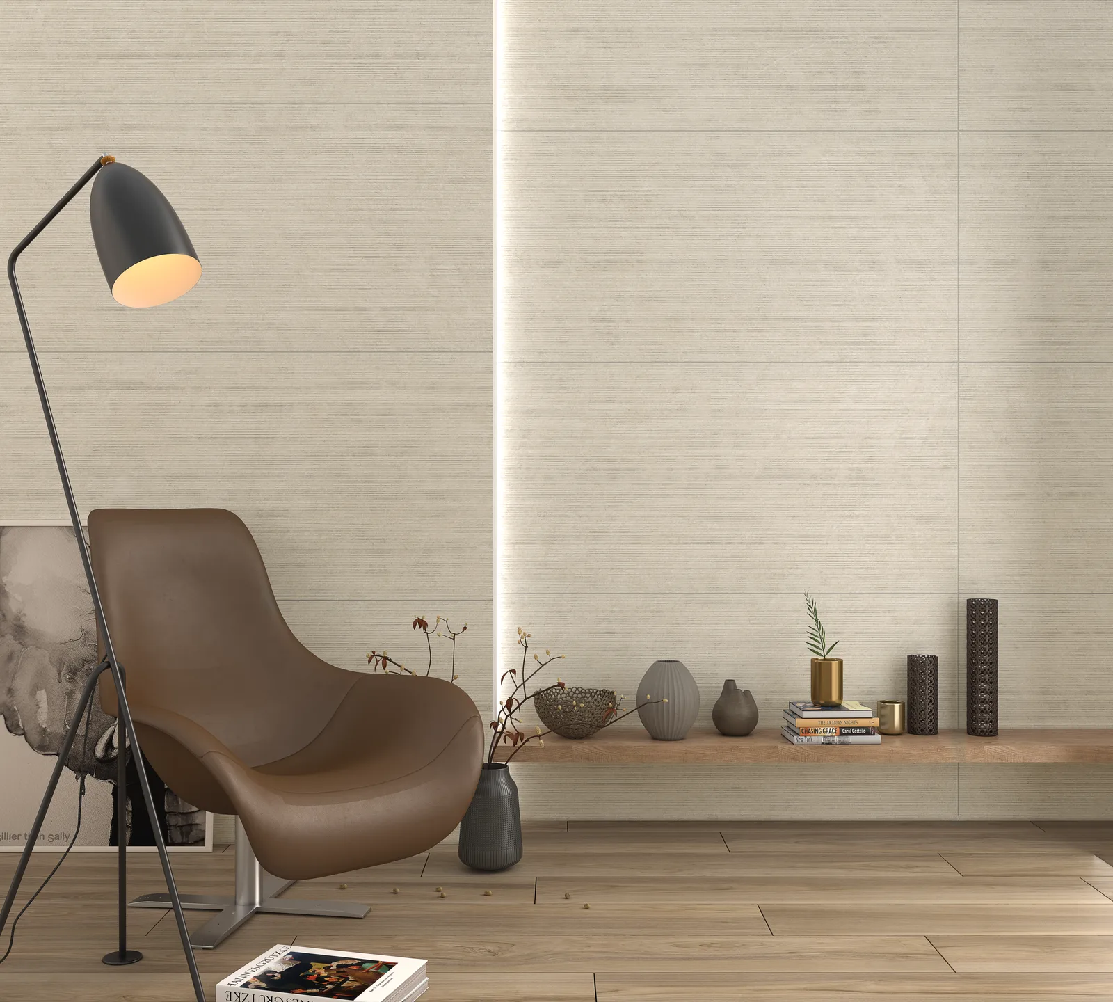 Ecoceramic Babilon Relieve Beige 60x120 – Wandfliese mit Reliefstruktur in Marmoroptik