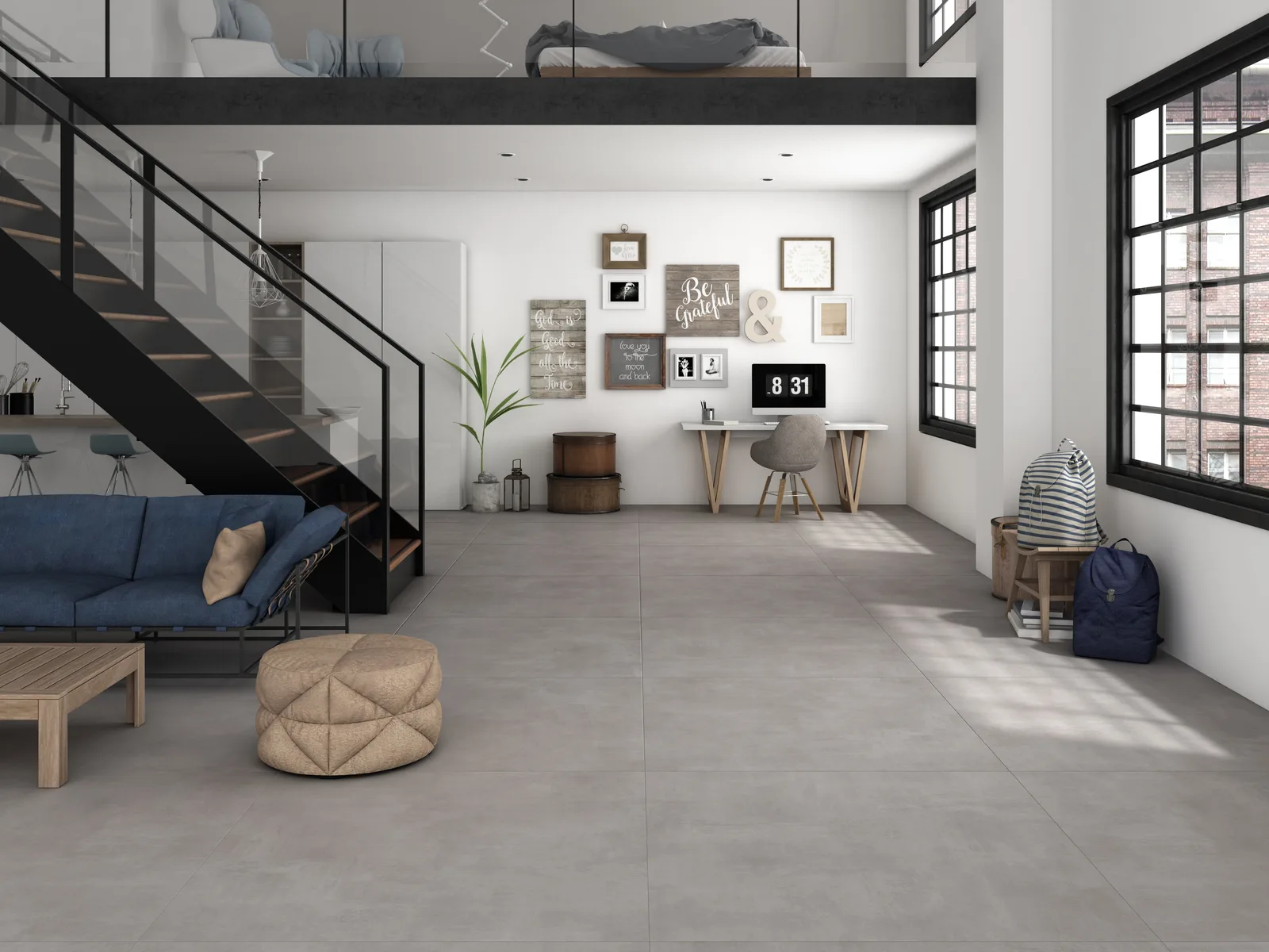 Ecoceramic Baltimore Gris – graue Betonoptik modernes Wohnambiente