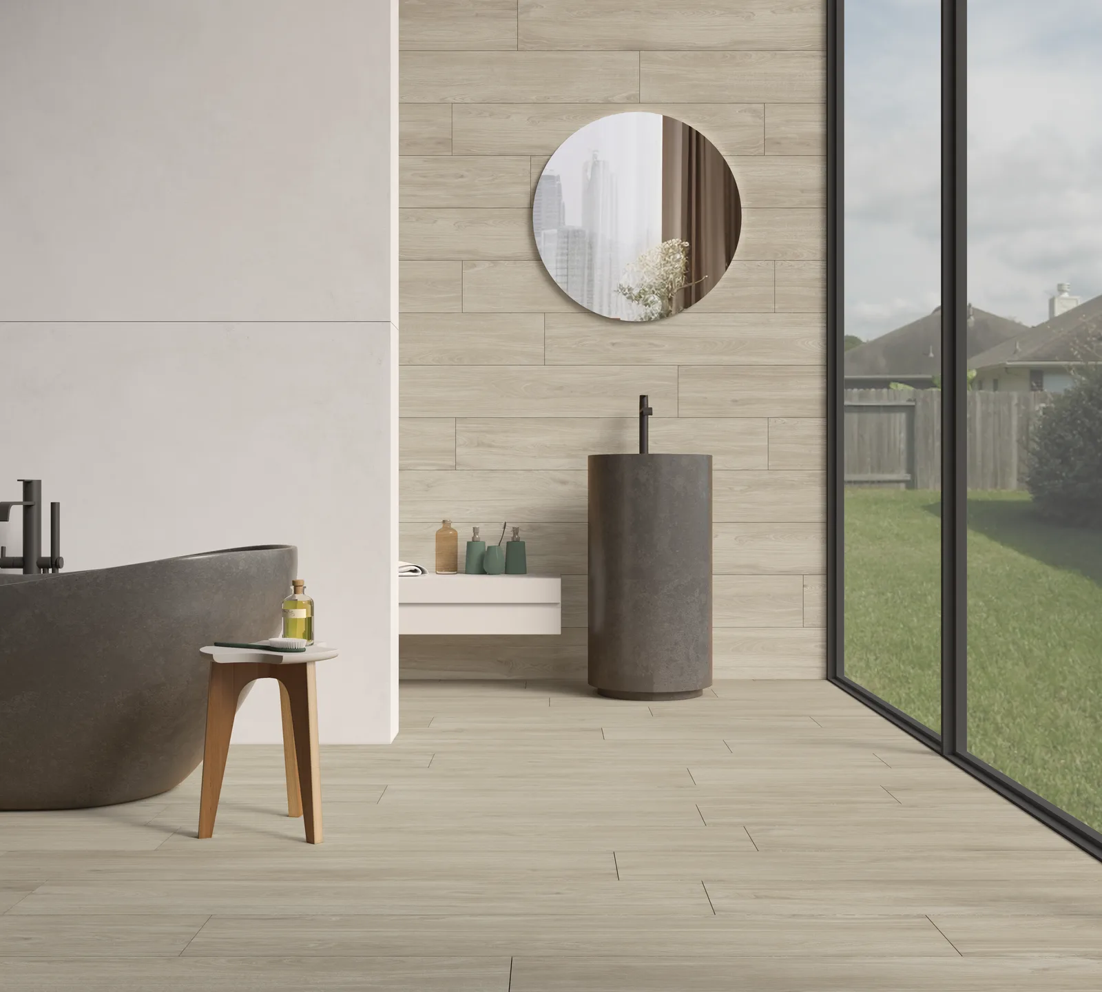 Ecoceramic Fika Haya 20x120 – Holzoptik Buche Feinsteinzeug Wohnambiente
