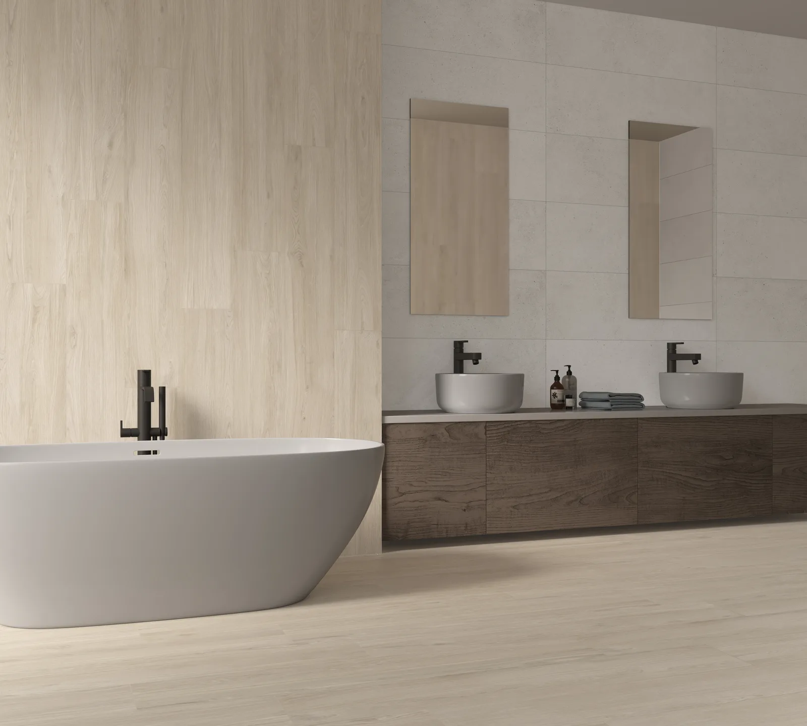 Ecoceramic Fika Haya 20x120 – Holzoptik Buche im Badezimmer