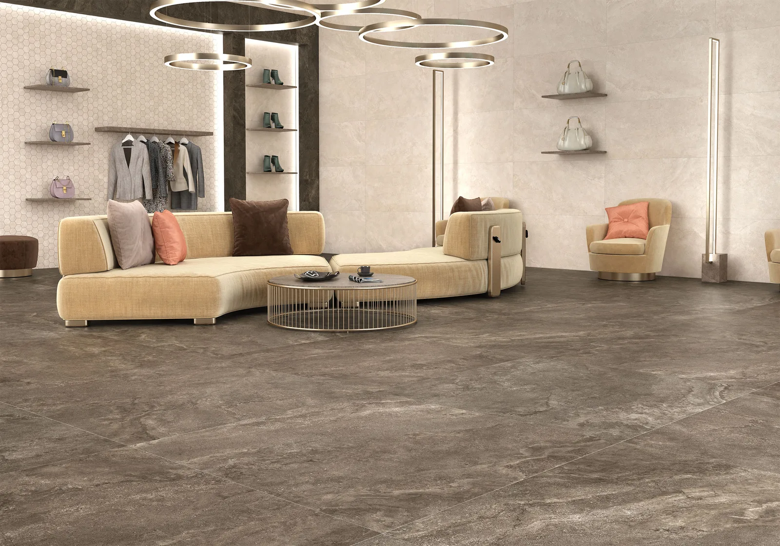 Ecoceramic Pietra – Feinsteinzeug in natürlicher Steinoptik Wohnambiente