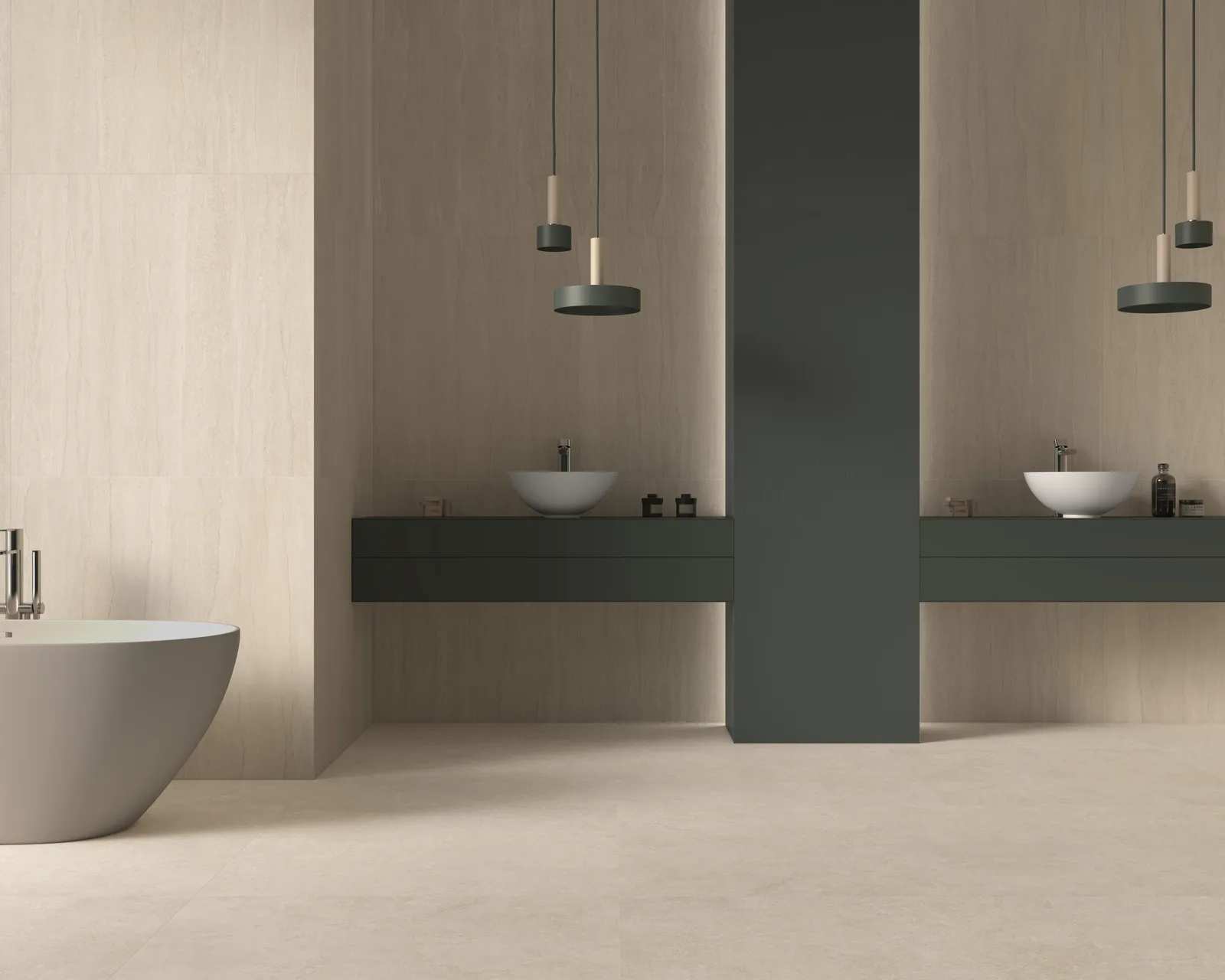 Ecoceramic Southwell Vein Bone 100x100 – Travertin-Optik Ambiente