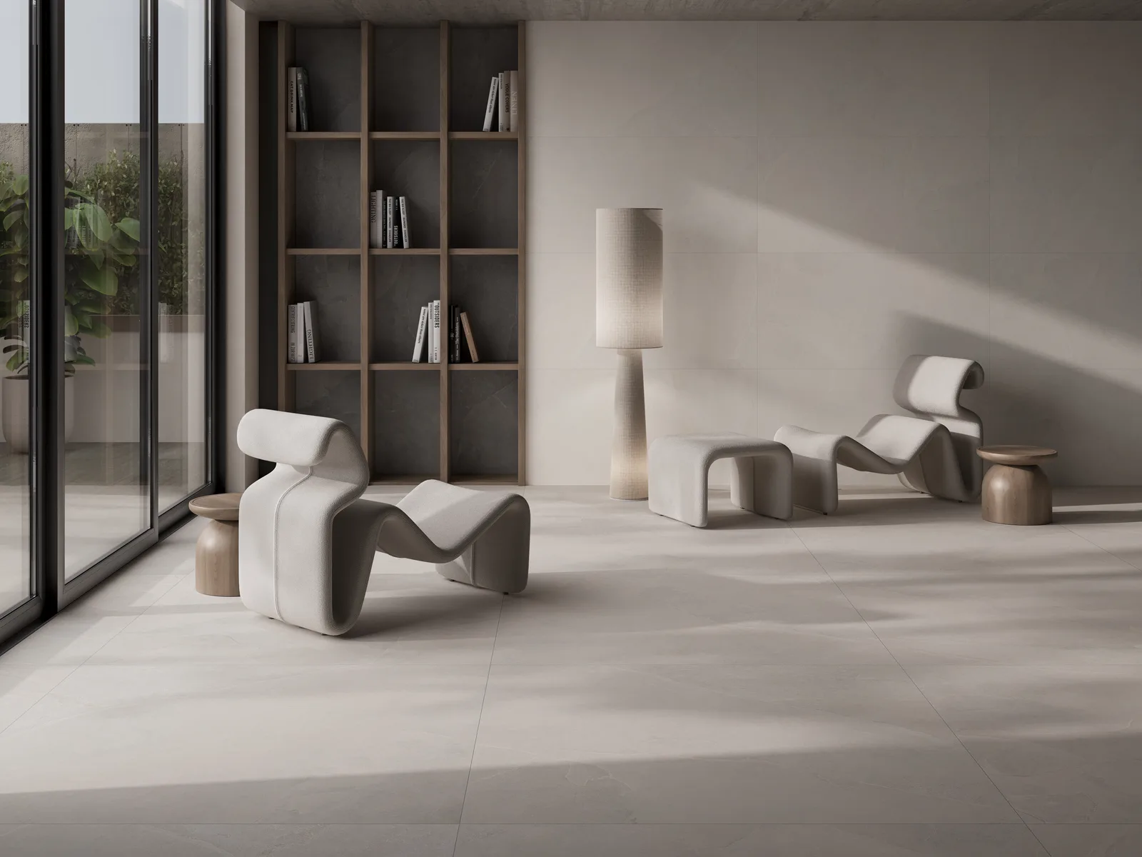 Ecoceramic Stone Pearl 120x120 – Wohnzimmer Steinoptik