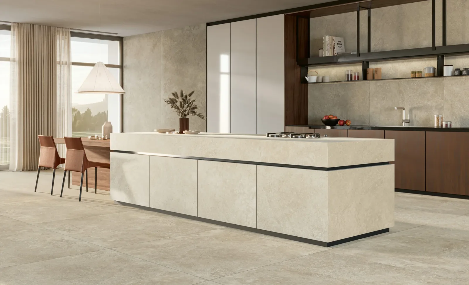 Energieker Nereidi Küche Umber Wand 120x280 und Umber Boden 120x120