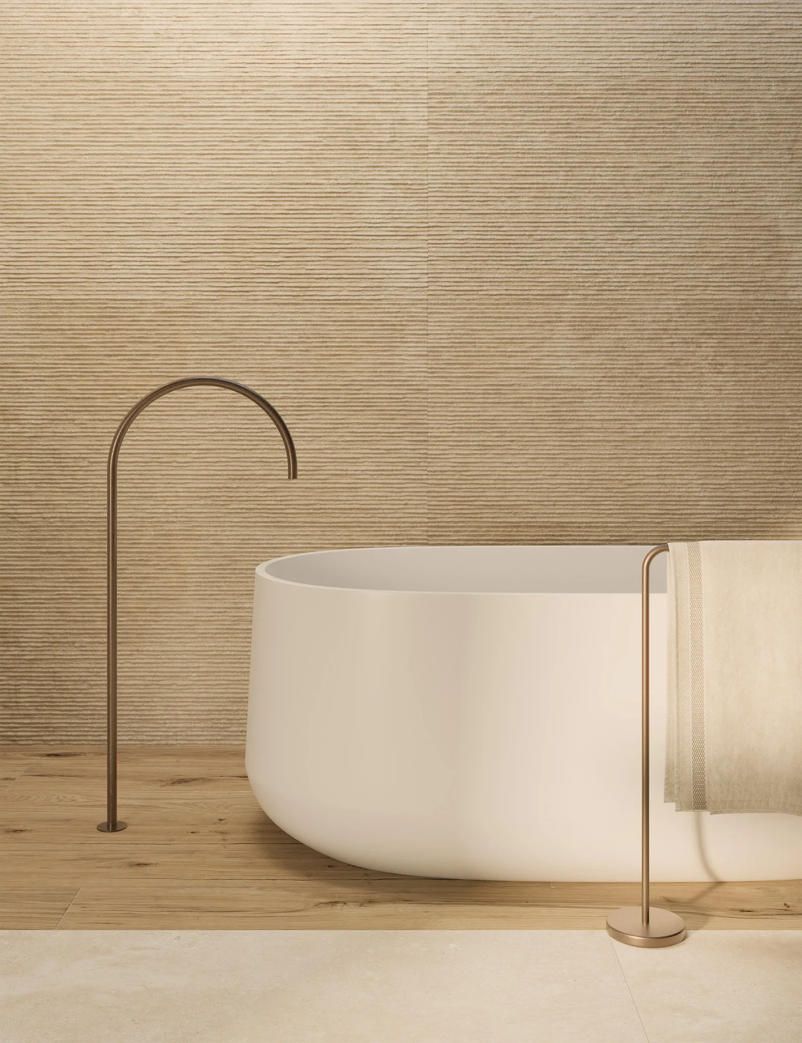 Energieker Nereidi Ecru Groove 60x120 mit Almond Boden 120x120