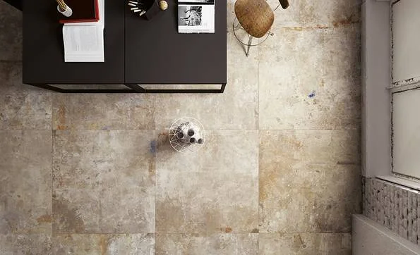 Fondovalle Action – oxidierte Betonoptik Bodenfliesen Aufsicht