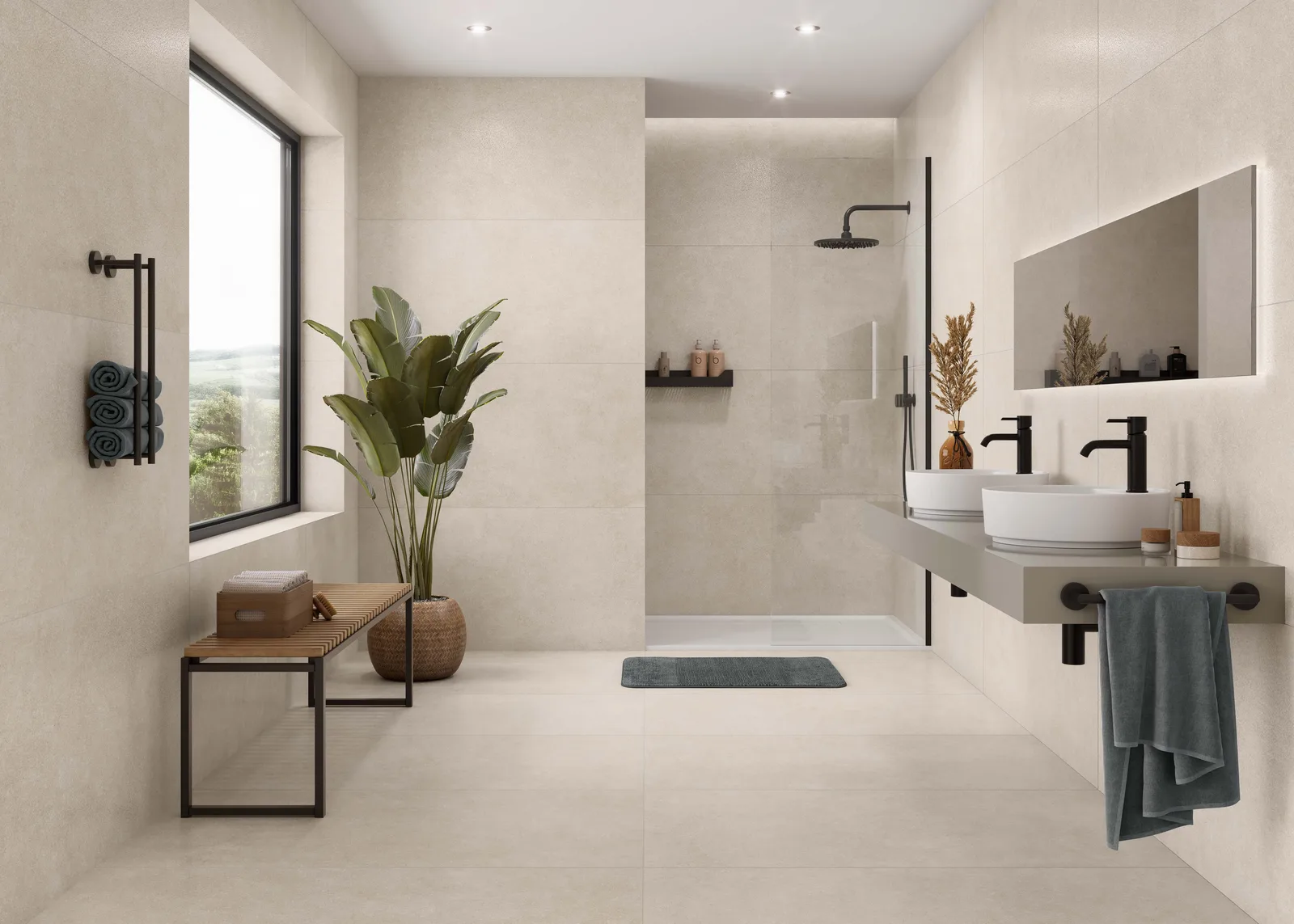 KTL Madison Sand 60x120 Lappato – polierte Betonoptik Ambiente