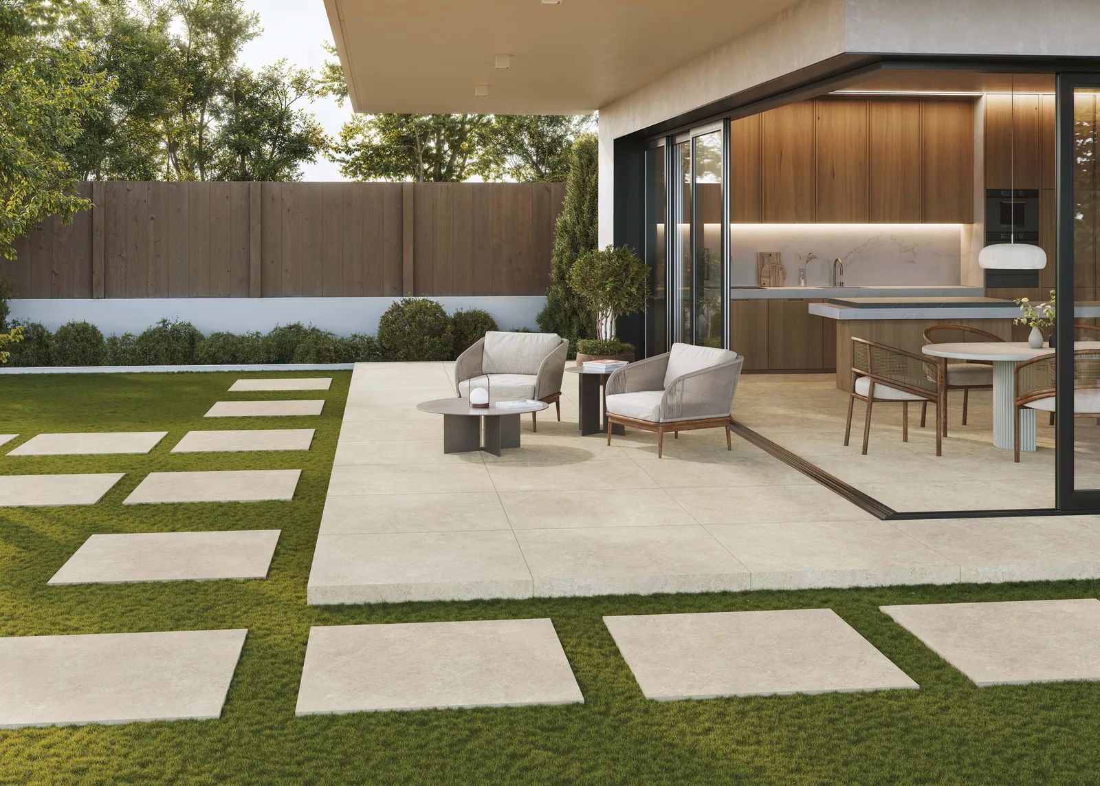 KTL Oregon Cream 100x100 – 2 cm Outdoor-Steinoptik Terrasse