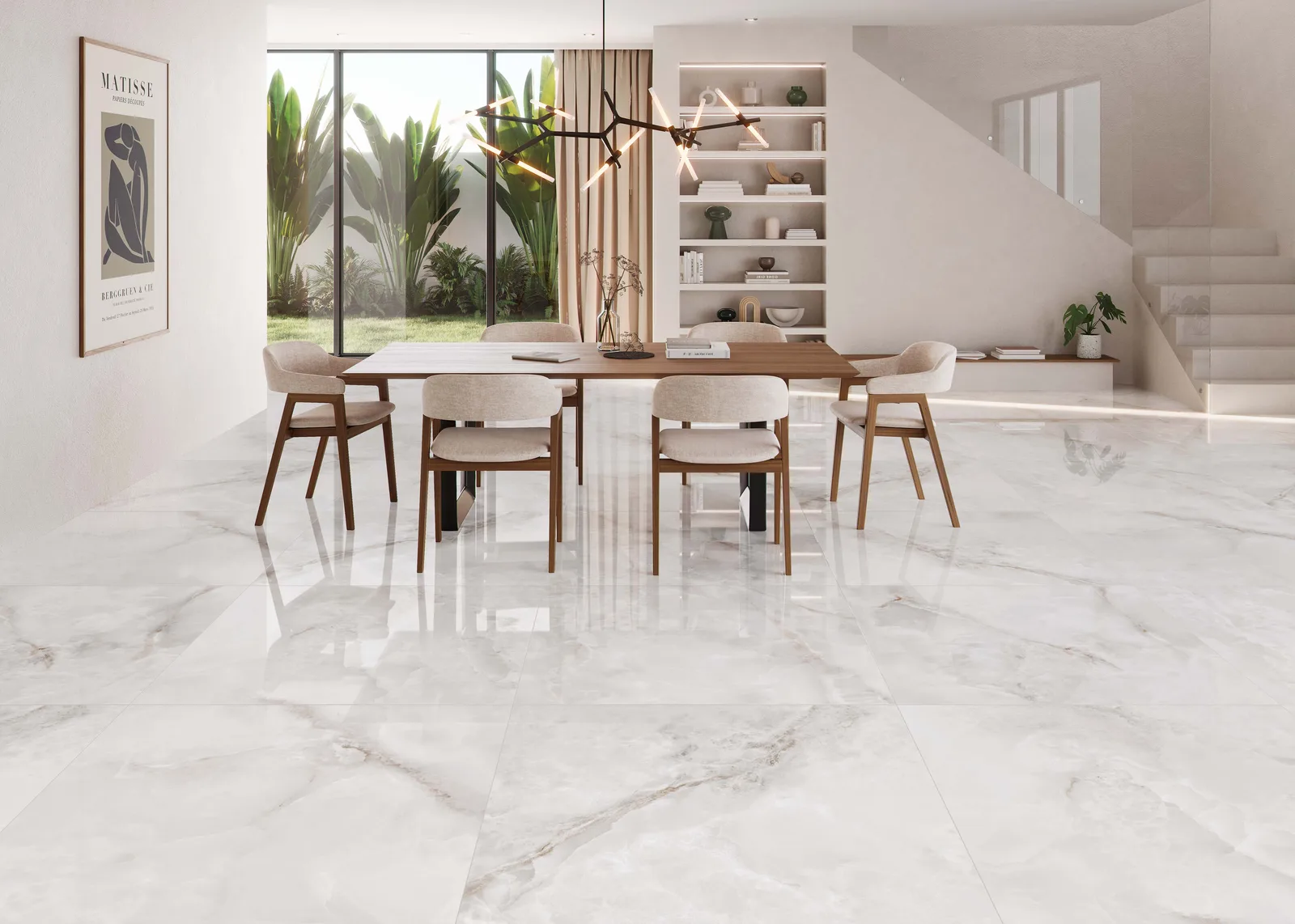 KTL Orion White 120x120 poliert – weiße Onyx-Optik Feinsteinzeug Ambiente