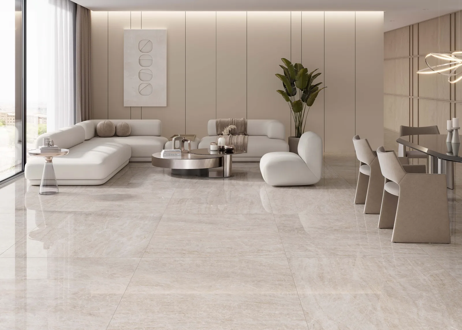 KTL Palace Natural 120x120 poliert – Naturstein-Optik Feinsteinzeug Ambiente