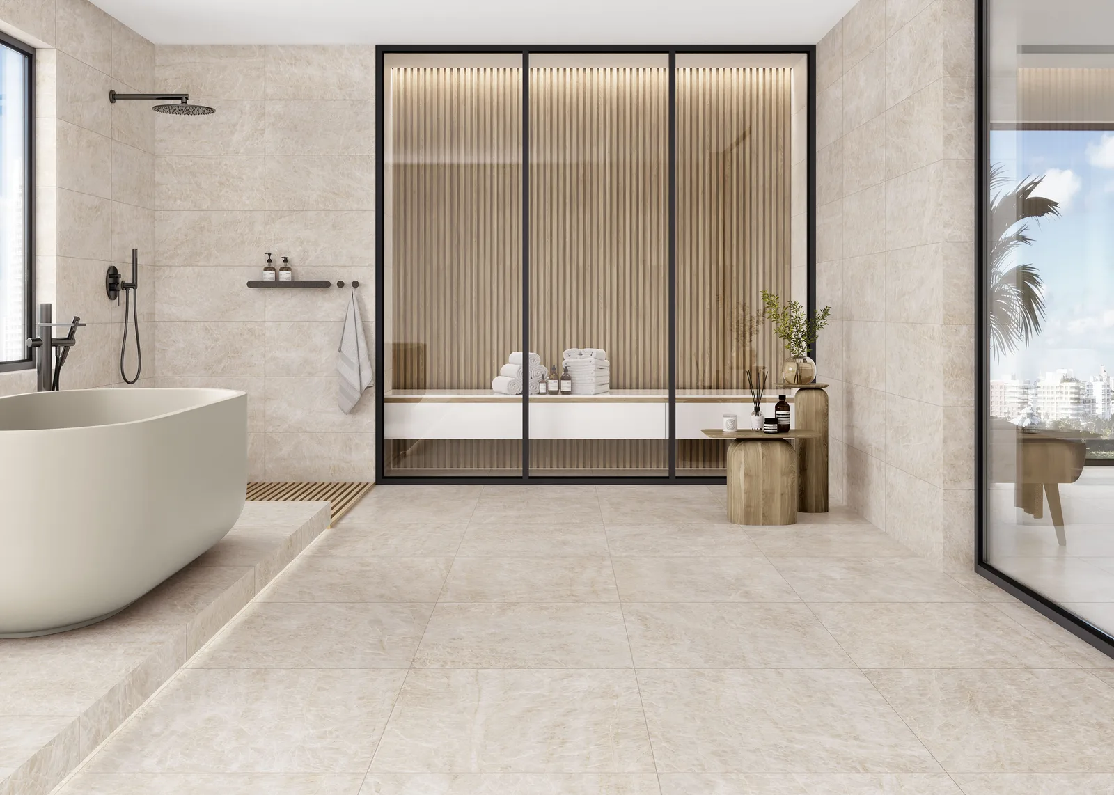 KTL Palace Natural satiniert 30x60 und 60x60 – Naturstein-Optik Ambiente