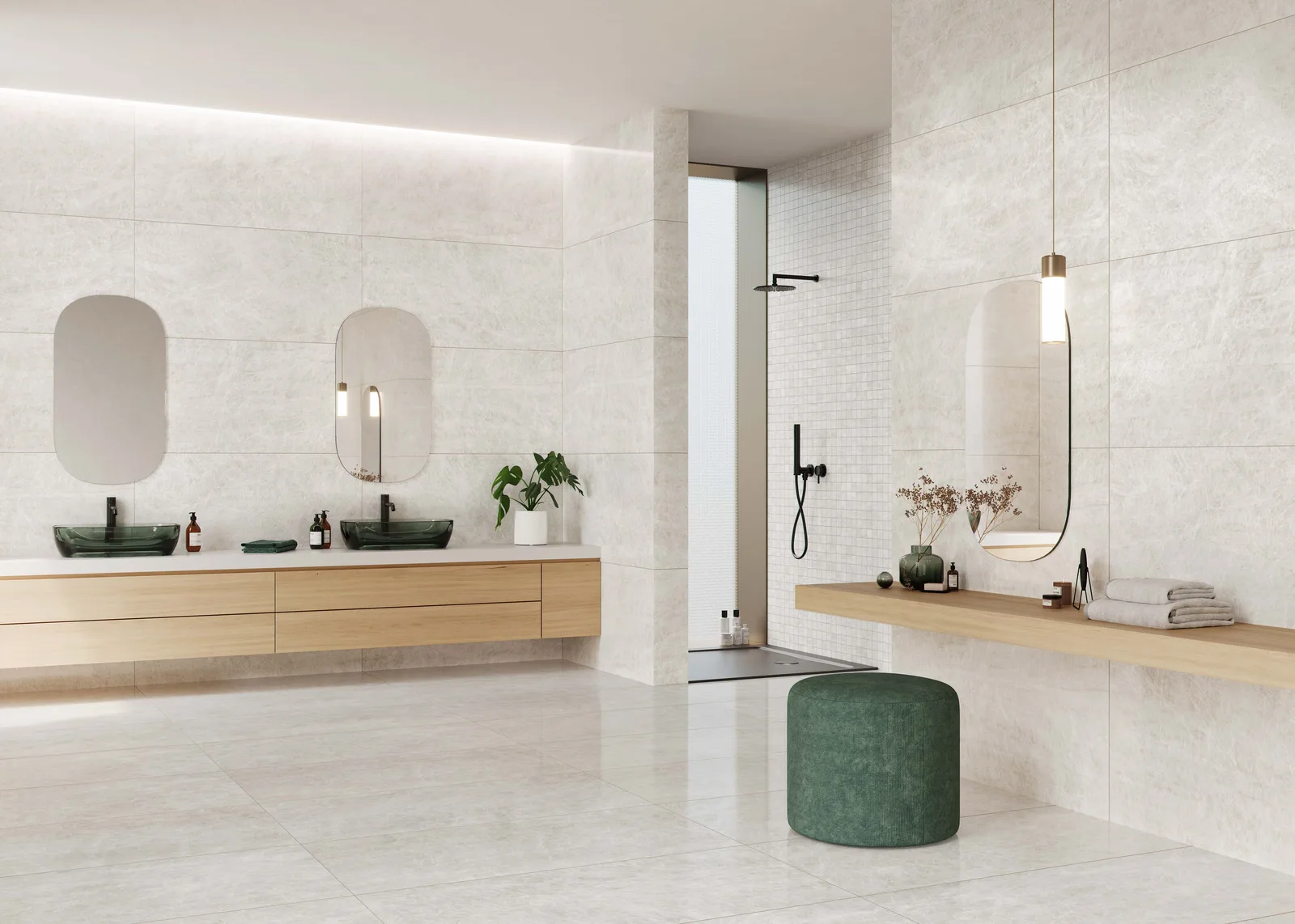 KTL Palace White 60x120 satiniert – weiße Naturstein-Optik Ambiente