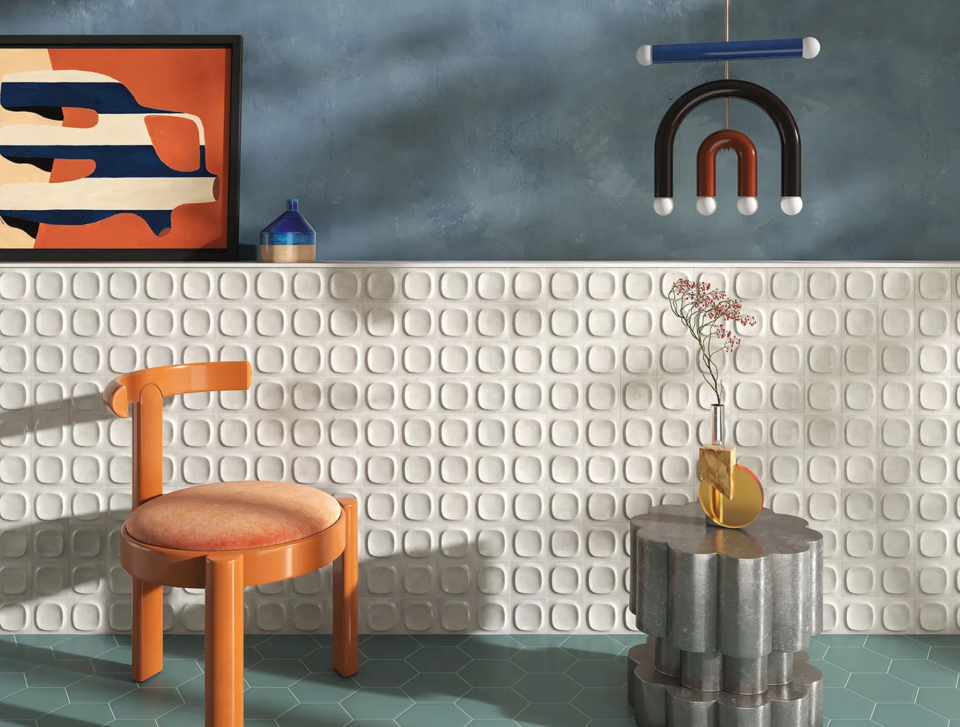 Sartoria Pop Latte Groovy – dreidimensionale Wandfliese Ambiente