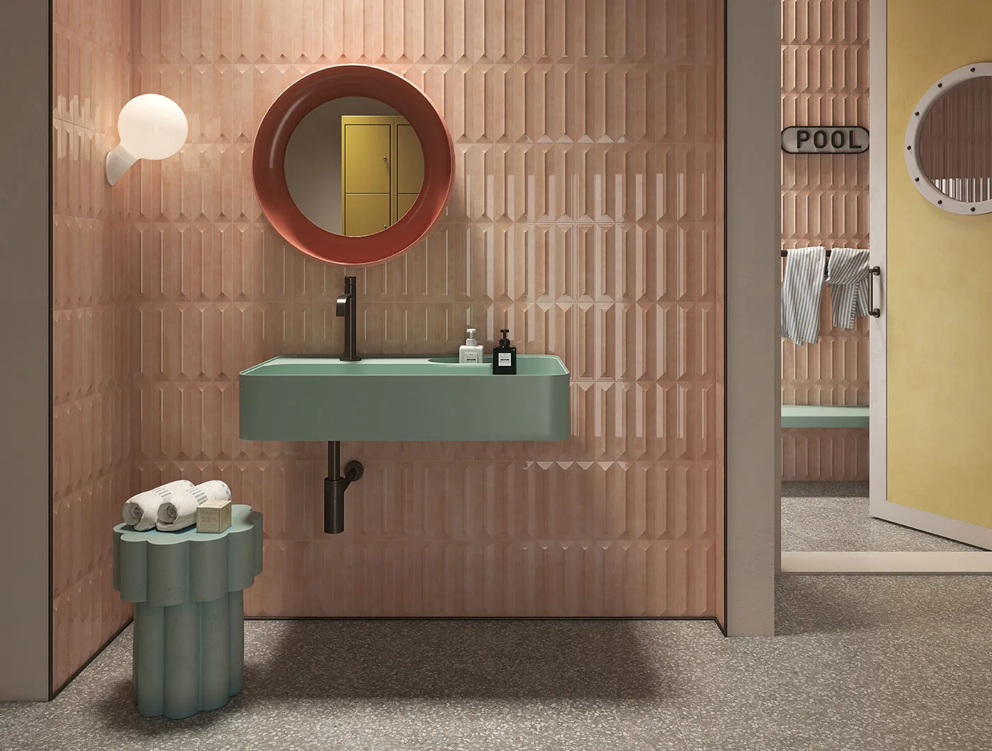 Sartoria Pop Rosa Antico – altrosa Wandkeramik Ambiente