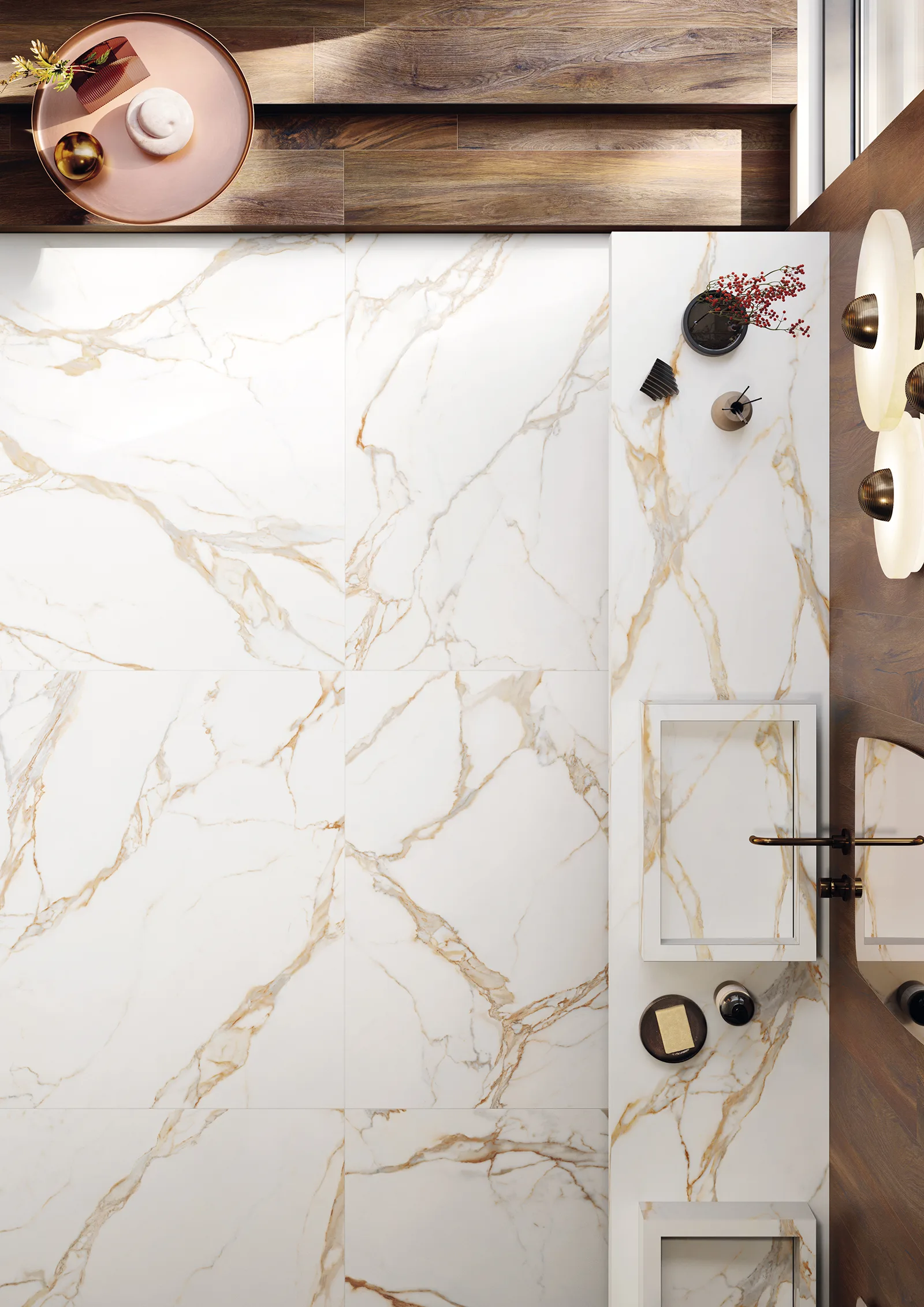 Tagina Calacatta Gold – Tagina Calacatta Gold Ambientazione bagno zenitale