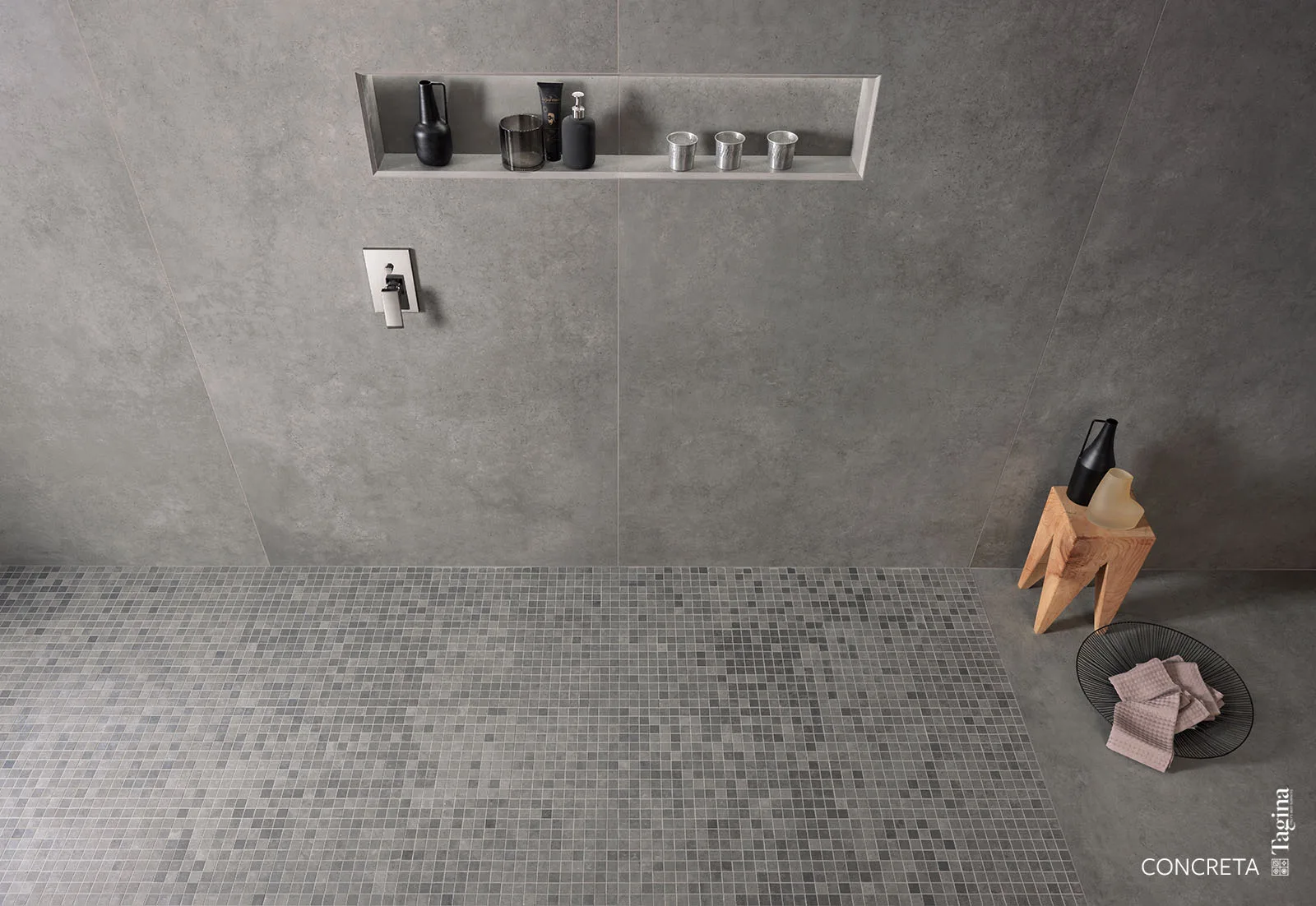 Tagina Concreta – Tagina Concreta Grigio scuro nicchia mosaico bathroom