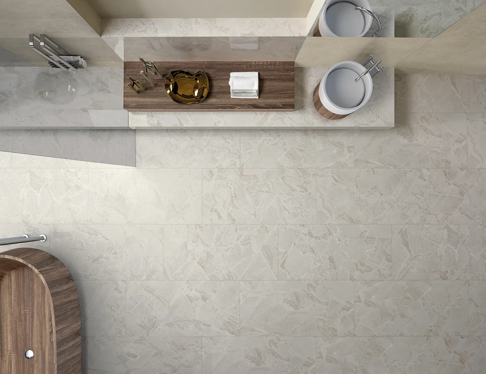 Tagina Luci d'Oro – Tagina LUCI D ORO Ghiaccio+City Stone Beige bagno zenitale