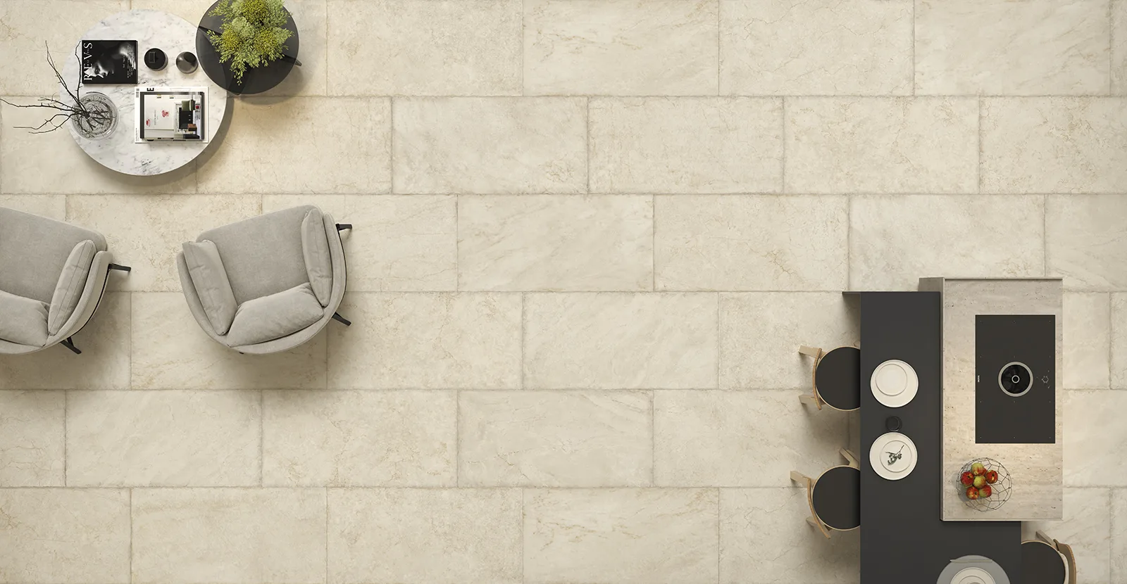 Tagina Marmi Imperiali – Tagina MARMI IMPERIALI Fulvia living zenitale