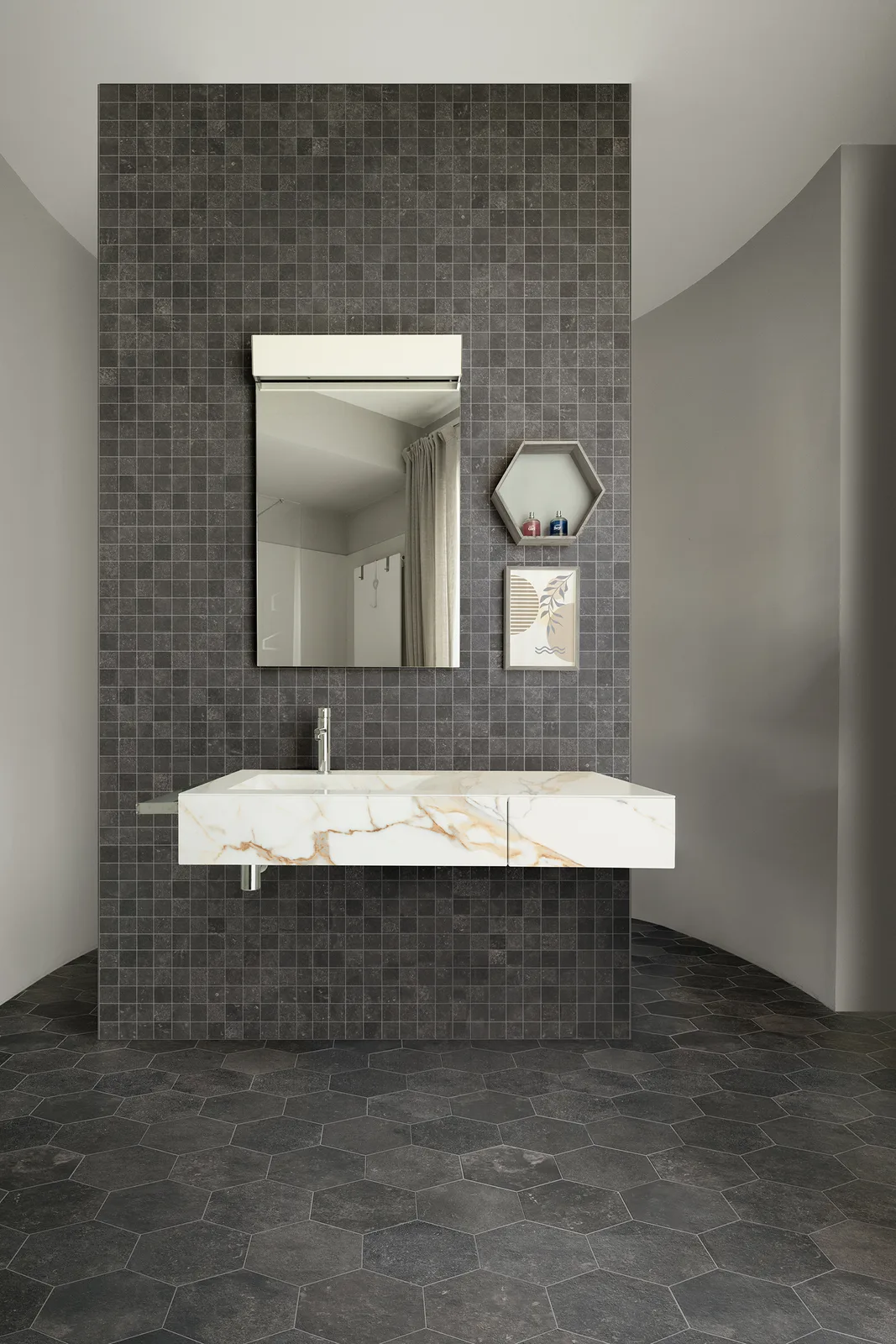 Tagina Namur – Tagina Namur Ambientazione bagno Fonce esagono mosaico