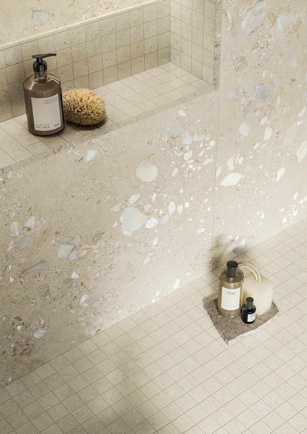 Tagina Riverstone – Tagina Riverstone Beige Rock+mosaico Beige bagno nicchia