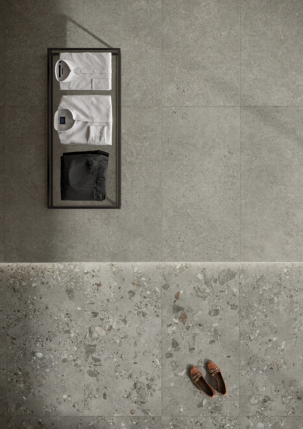 Tagina Riverstone – Tagina Riverstone Smoke Sand 60x120+Smoke Rock 60x120 negozio zenitale