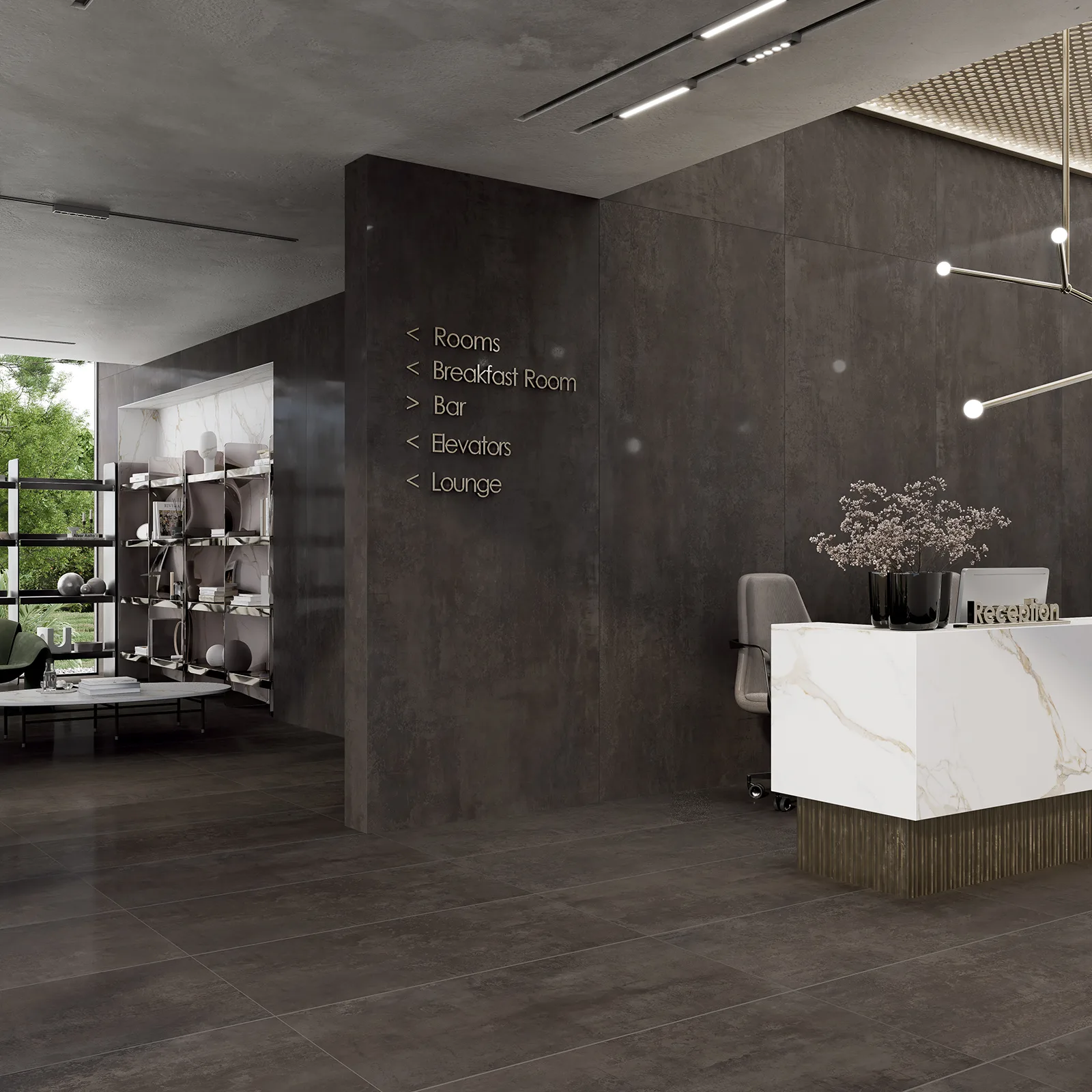 Tagina Steel – Tagina STEEL Platino+C.Gold Hall hotel dettaglio